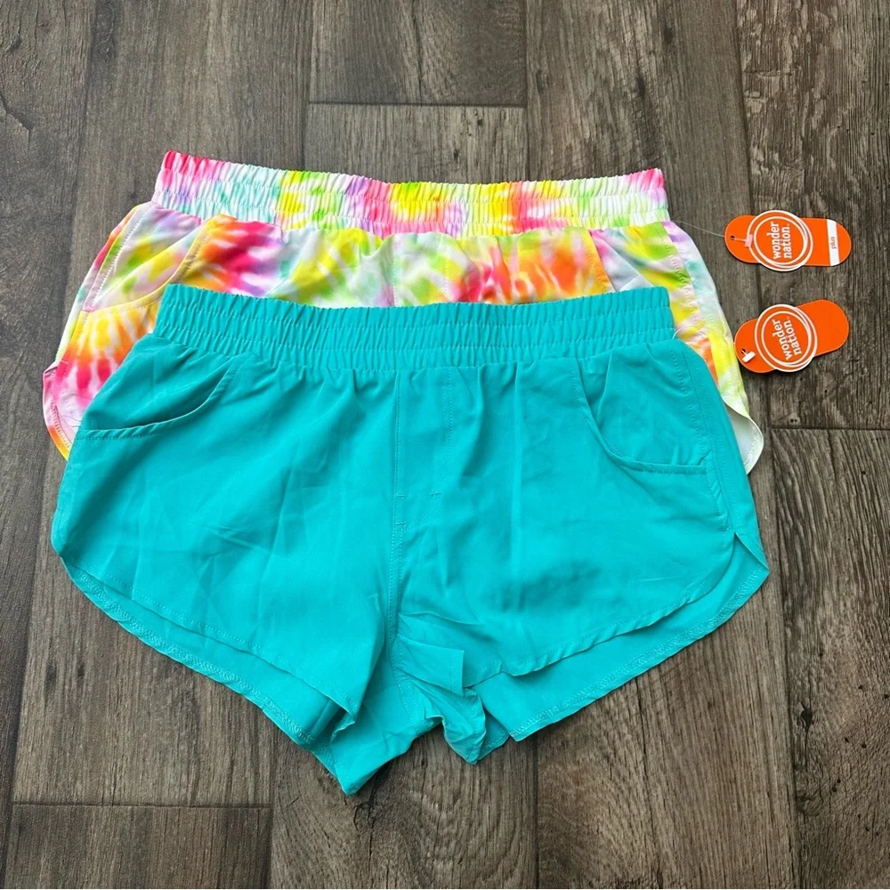 Wonder Nation UPF 50+ 4-way Stretch Girls Shorts Size XL/XXL Bundle of 2